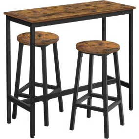 VASAGLE Ipari Bárasztal Szett Vintage Barna-Fekete