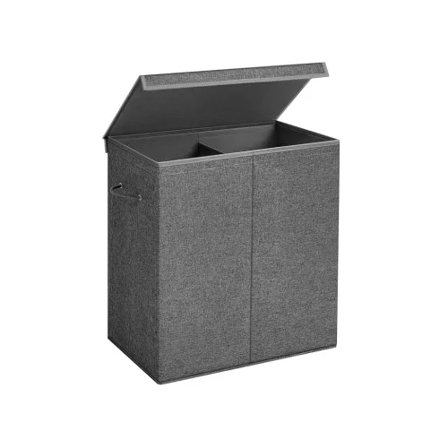 SONGMICS Kétrészes Szennyestartó Kosár Mágneses Fedéllel Sötétszürke