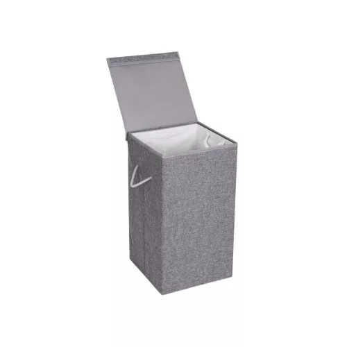 SONGMICS 85L Szövet Szennyestartó Kosár Mágneses Fedéllel Szürke