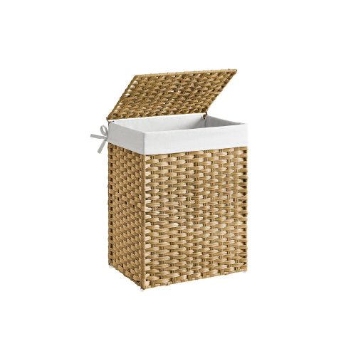 SONGMICS Kézzel Font Rattan Szennyestartó Kosár Természetes 90L