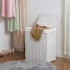 SONGMICS Kézzel Font Műrattan Szennyestartó Kosár Fehér 90L