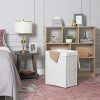 SONGMICS Kézzel Font Műrattan Szennyestartó Kosár Fehér 90L