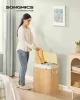 SONGMICS 100 literes szennyeskosár 2 rekeszes bambusz természetes