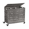 SONGMICS Rattan-Hatású Szennyestartó Kosár Görgőkkel Szürke