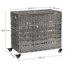 SONGMICS Rattan-Hatású Szennyestartó Kosár Görgőkkel Szürke