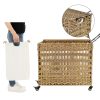 SONGMICS Rattan-Hatású Szennyestartó Kosár Három Rekesszel és Fedéllel Natúr