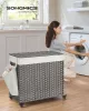 SONGMICS Rattan Hatású 3 Rekeszes Szennyestartó Kosár Fedéllel Szürke
