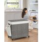   SONGMICS Rattan Hatású 3 Rekeszes Szennyestartó Kosár Fedéllel Szürke