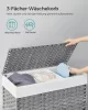 SONGMICS Rattan Hatású 3 Rekeszes Szennyestartó Kosár Fedéllel Szürke