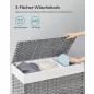   SONGMICS Rattan Hatású 3 Rekeszes Szennyestartó Kosár Fedéllel Szürke