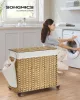 SONGMICS Rattan Hatású Szennyestartó Kosár 3 Rekesszel Természetes