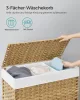 SONGMICS Rattan Hatású Szennyestartó Kosár 3 Rekesszel Természetes