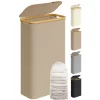 SONGMICS LCB506N02 Slim Szennyeskosár Fedéllel 65 L Oxford Szövet Bambusz Karamell Barna