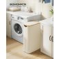   SONGMICS szennyeskosár fedéllel 65 literes krémfehér bambusz fogantyúval