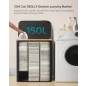   SONGMICS Premium 150L Háromrekeszes Szennyestartó Bambusz Fogantyúval Fekete