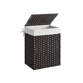 SONGMICS Kézzel Font Műrattan Szennyestartó Kosár Fekete