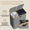 SONGMICS 150 Literes Kétrekeszes Szennyestartó Fedéllel, Slate Szürke
