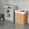SONGMICS LCB64Y 100L bambusz szennyeskosár 2 rekeszes összecsukható natúr