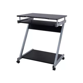   VASAGLE Mobil Számítógépasztal Z-alakú Fekete Görgős Kihúzható Billentyűzettartóval