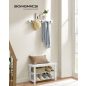   SONGMICS 4-az-1-ben Előszobai Állvány Fehér Cipőspolccal és Akasztóval