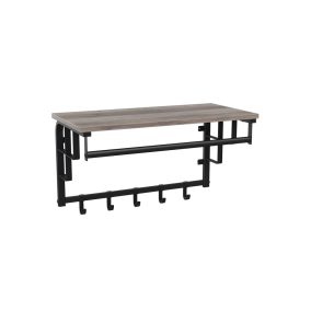   VASAGLE Daintree Fali Fogas Polccal Ipari Stílusú Szürke-Fekete