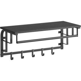 VASAGLE 3-az-1-ben Fali Fogas Polccal Antracit-Fekete