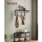 VASAGLE 3-az-1-ben Fali Fogas Polccal Antracit-Fekete