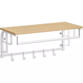   VASAGLE fali fogas polccal és akasztórudakkal arany tölgy és felhőfehér