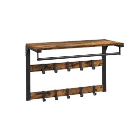 VASAGLE Industrial Fali Fogas Polccal Rusztikus Barna-Fekete