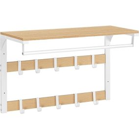   VASAGLE Modern Fali Fogas Polccal Tölgy-Fehér 10 Akasztóval