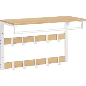   VASAGLE Modern Fali Fogas Polccal Tölgy-Fehér 10 Akasztóval