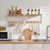 Vasagle Lebegő Polc Szett Tölgy-Fehér Fali Tárolórendszer Akasztókkal
