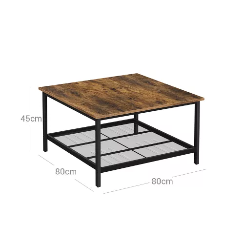 VASAGLE Indusztriális Dohányzóasztal Rusztikus Barna Fával és Fekete Fémvázzal