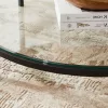 VASAGLE Modern Márvány Hatású Dohányzóasztal Üvegpolccal Fekete Vázas