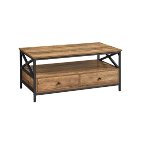   VASAGLE Vintage Dohányzóasztal Fiókos Tárolóval Ipari Stílusban Dióbarna-Fekete