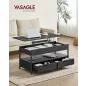   VASAGLE emelhető dohányzóasztal fiókokkal és rejtett tárolóval szénszürke és tintafekete