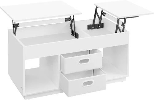 VASAGLE Felnyitható Dohányzóasztal Rejtett Tárolóval Hófehér