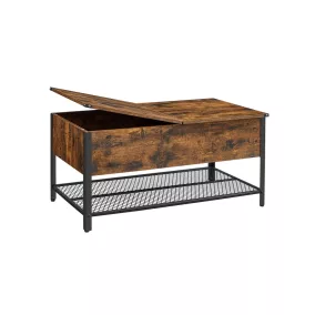   VASAGLE Vintage Dohányzóasztal Felnyitható Tetővel és Tárolóval Rusztikus Barna