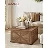 VASAGLE Vidéki Stílusú Tárolós Dohányzóasztal Mézszínű Tölgy