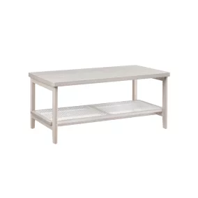   VASAGLE Boho Kétsoros Dohányzóasztal Rattan Polccal Zabpehely Bézs