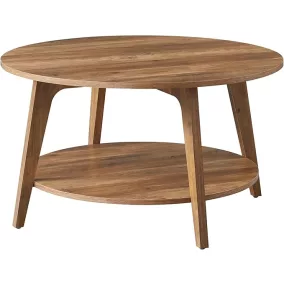 VASAGLE Kétrétegű Kerek Dohányzóasztal Méztölgy