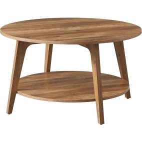   VASAGLE kétszintes kerek dohányzóasztal forgácslap mézszín