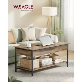   VASAGLE LCT261LB02 Lift-Up Dohányzóasztal Forgácslap és Acél Rejtett Tárolórekeszekkel