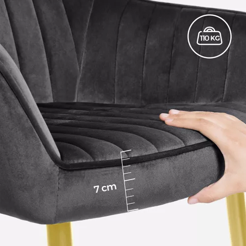 SONGMICS Elegáns Bársony Étkezőszék Arany Lábakkal Szürke