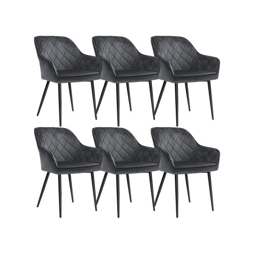 SONGMICS LDC088G01 Luxus Bársony Étkezőszék Szett Karfával Szürke