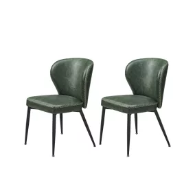   VASAGLE EKHO Kárpitozott Étkezőszék Szett Mid-Century Modern PU Bőr Erdőzöld