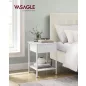 VASAGLE Modern Éjjeliszekrény Fiókos Fehér Acélvázas