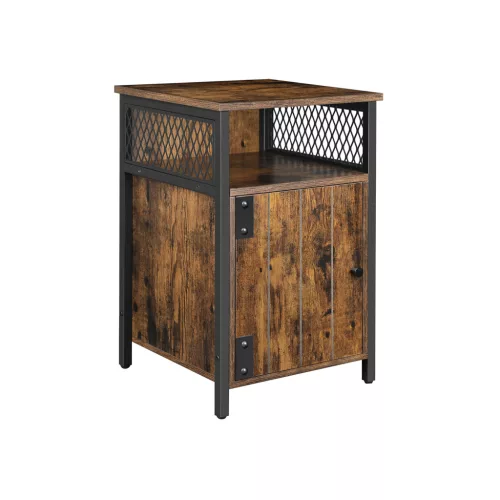 VASAGLE Ipari Stílusú Éjjeliszekrény Rusztikus Barna-Fekete