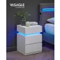   VASAGLE LED Éjjeliszekrény 3 Fiókos Fehér Állítható Színű Világítással