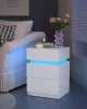 VASAGLE LED Éjjeliszekrény 3 Fiókos Fehér Állítható Színű Világítással